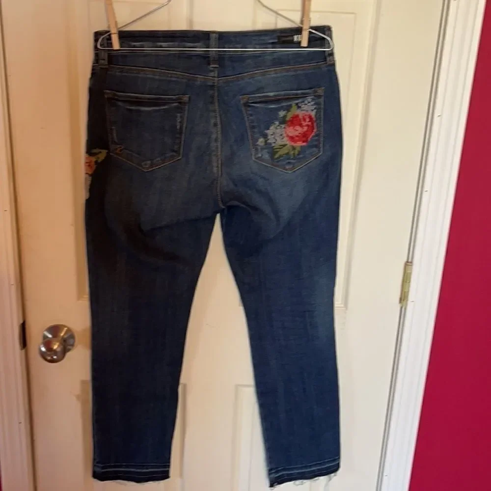 Kut floral Reese ankle straight jean sz 6